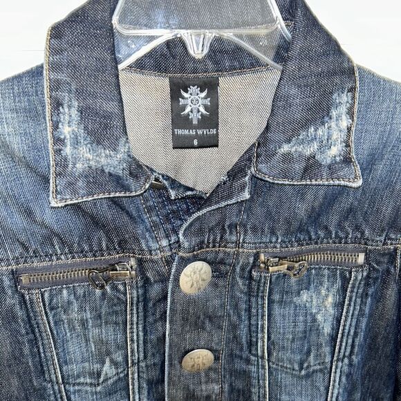 Thomas Wylde Designer π©βπ¨ Diamond π π Denim Jacket Unique Buttonsβand Zips! - Picture 5 of 17